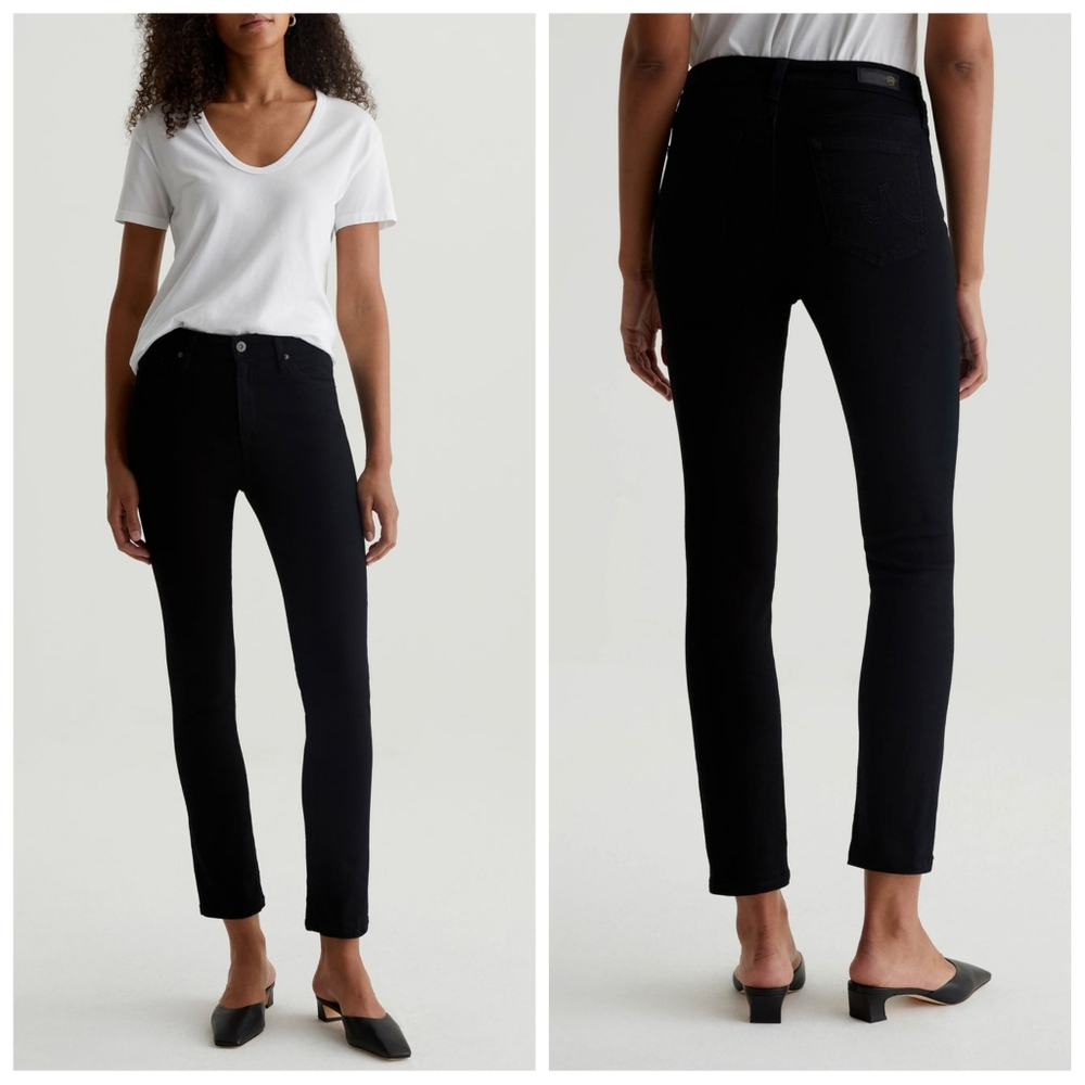 AG Jeans Mari High Rise Slim Straight Jeans In Opulent Black Size 26
